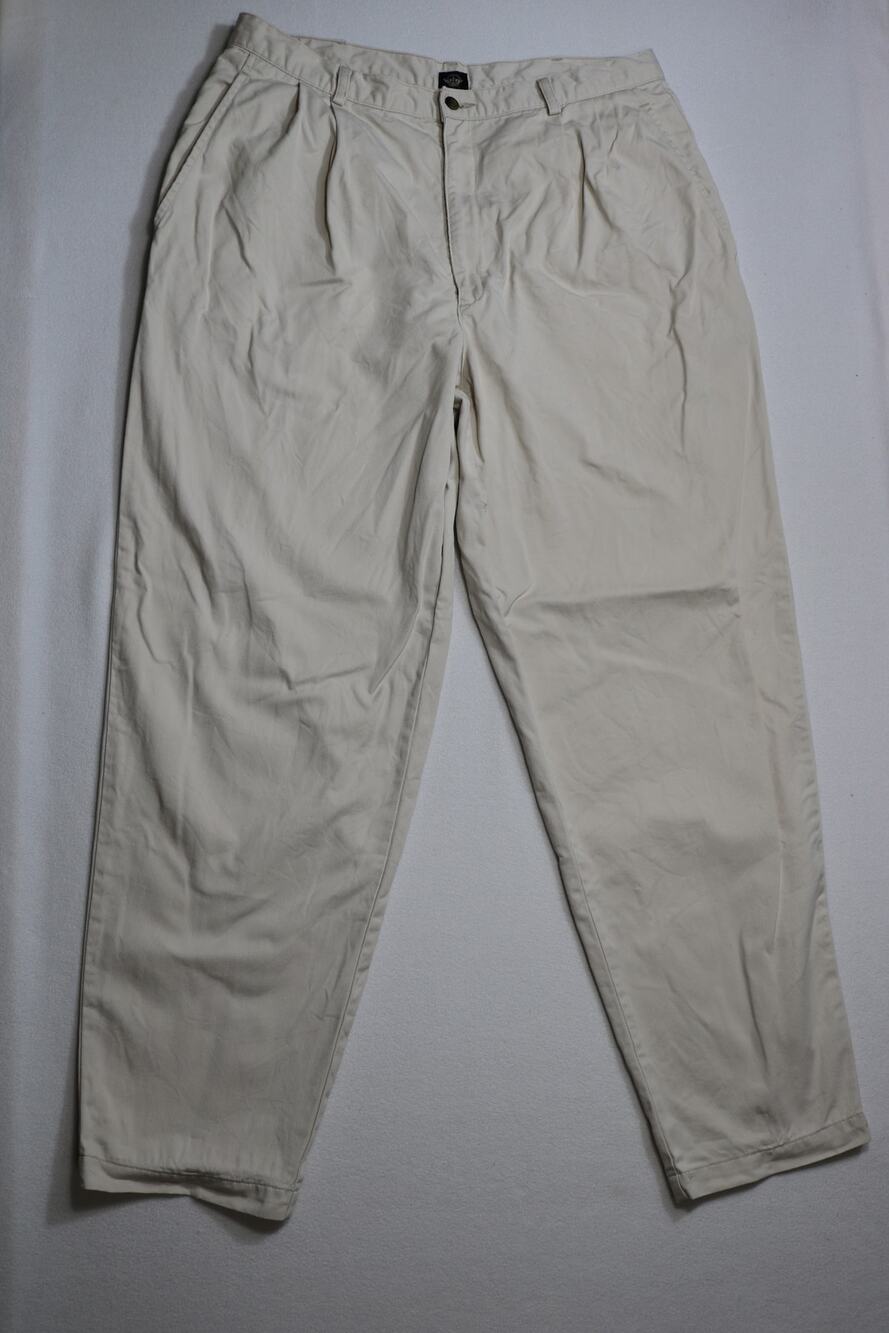 Vintage Dockers Pleated Chino Pants Cream Size 18 MED 90s High Rise Khaki Flawed